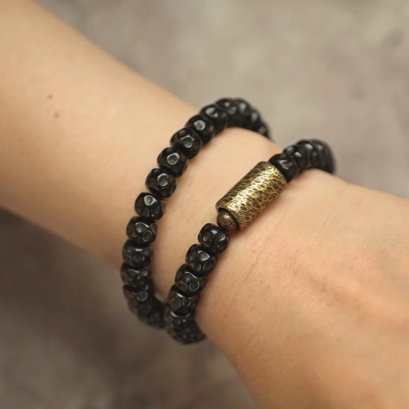 手作りココナッツ茎ブレスレット二層シンプルなパーソナライズされた菩提ジュエリーブレスレット男性と女性用