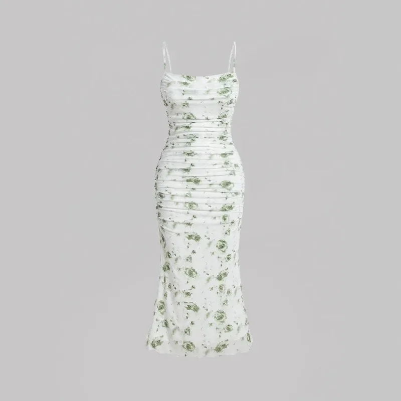 

Sleeveless Dress Women Printing Summer Sexy Streetwear Holiday Maxi Vestidos Spaghetti Strap Bodycon Hip Wrap Vestido Y2k Платье