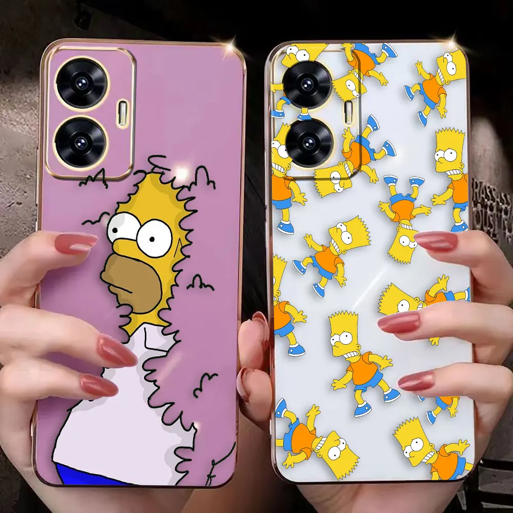 Funny Cartoon H-Homer S-Simpsons Cover Smooth E-TPU Phone Case REALME GT 2 NEO3 MASTER 8 8I 9 9I 10 11 PRO C21Y C33 C35 C53 Case