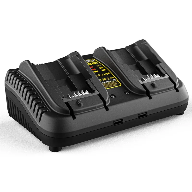 Dual-Charging Rapid Charger Power Tool Battery Charger Compatible with For Dewalt 12/20V Lithium Batteries Featuring USB Ports