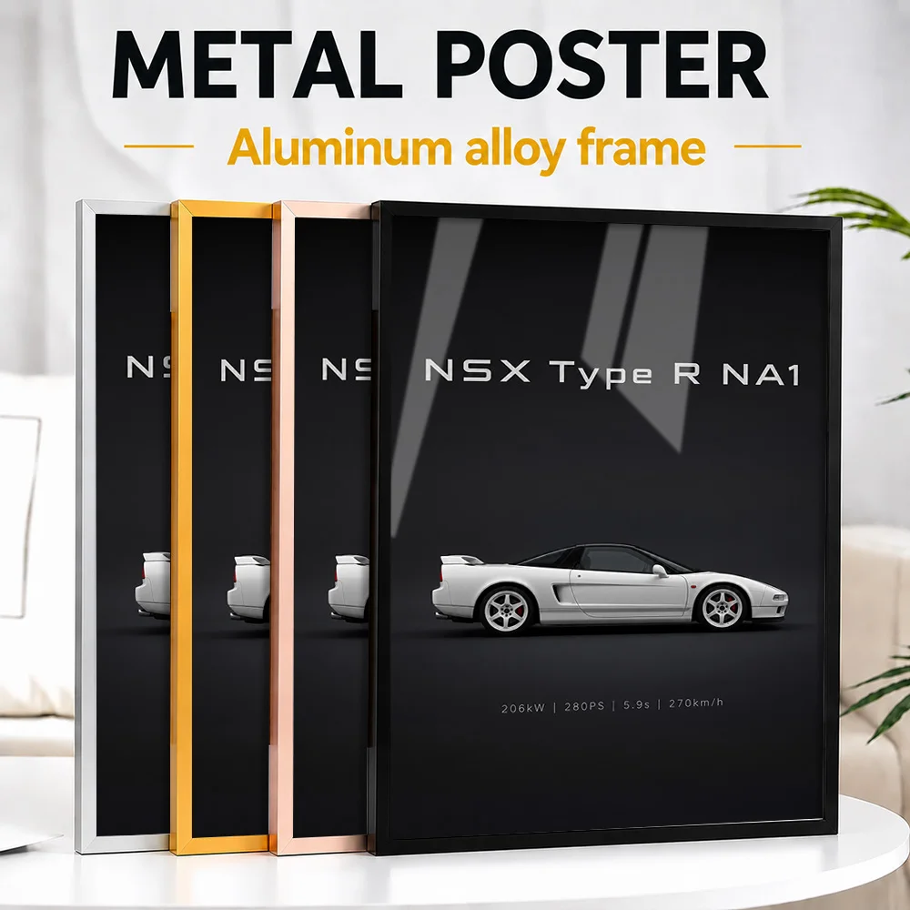 Japanese NSX Type R NA1 Championship White Sports Car Framed Metal Poster Personalized Motorsport Heritage Wall Art For Garage