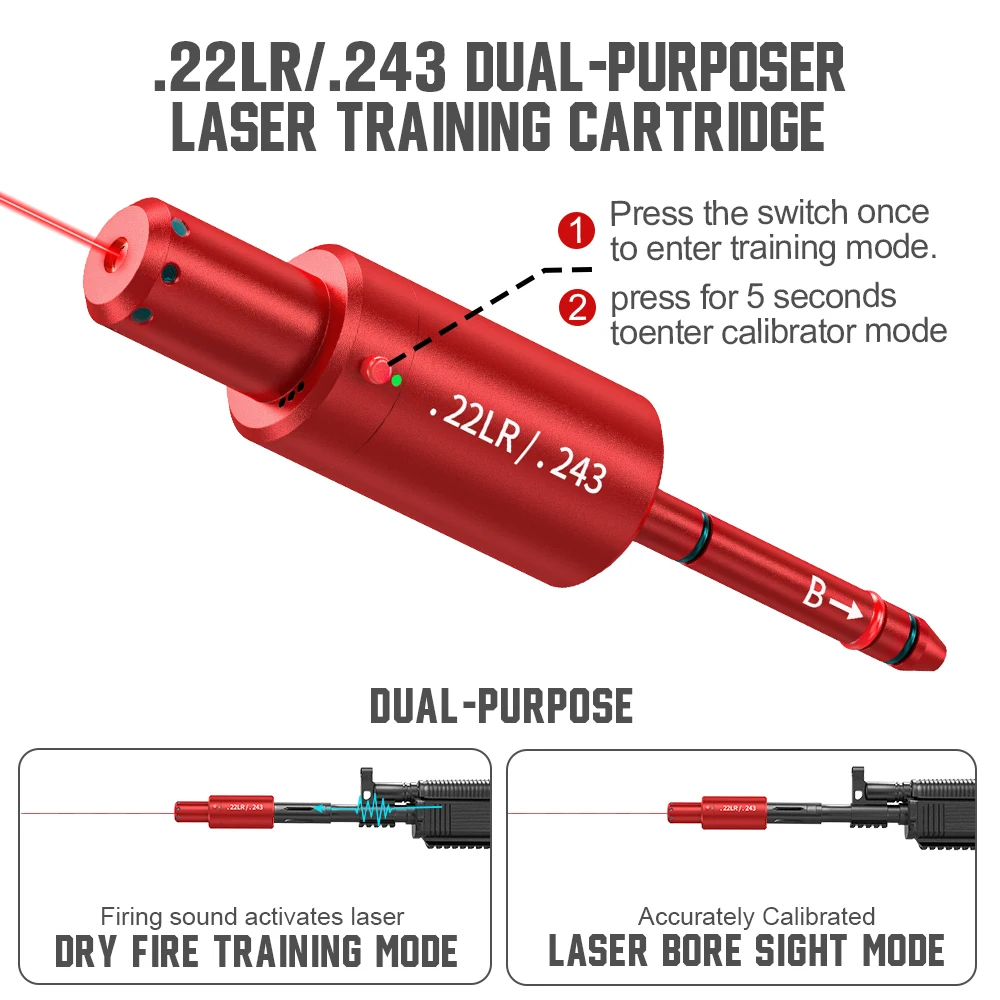 22LR.243 dual-purpose magnetic suction laser training bullet, red dot laser training bullet, dry powder laser training bullet