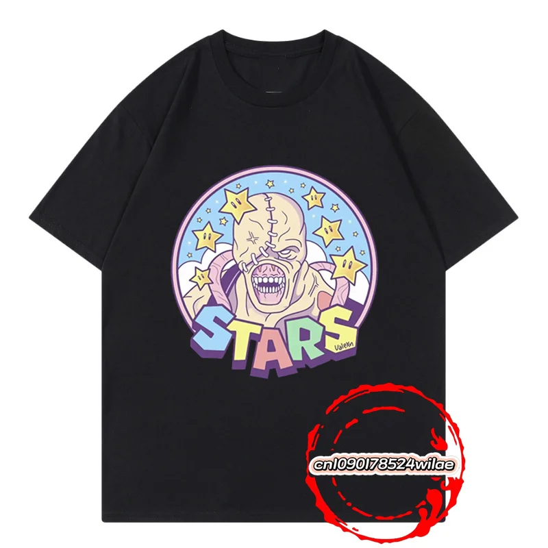 Oversized Men Nemesis STARS Short Sleeve High Quality T-Shirt Father's Day Cotton Clothing Living Evil Zombie Game Free shippig