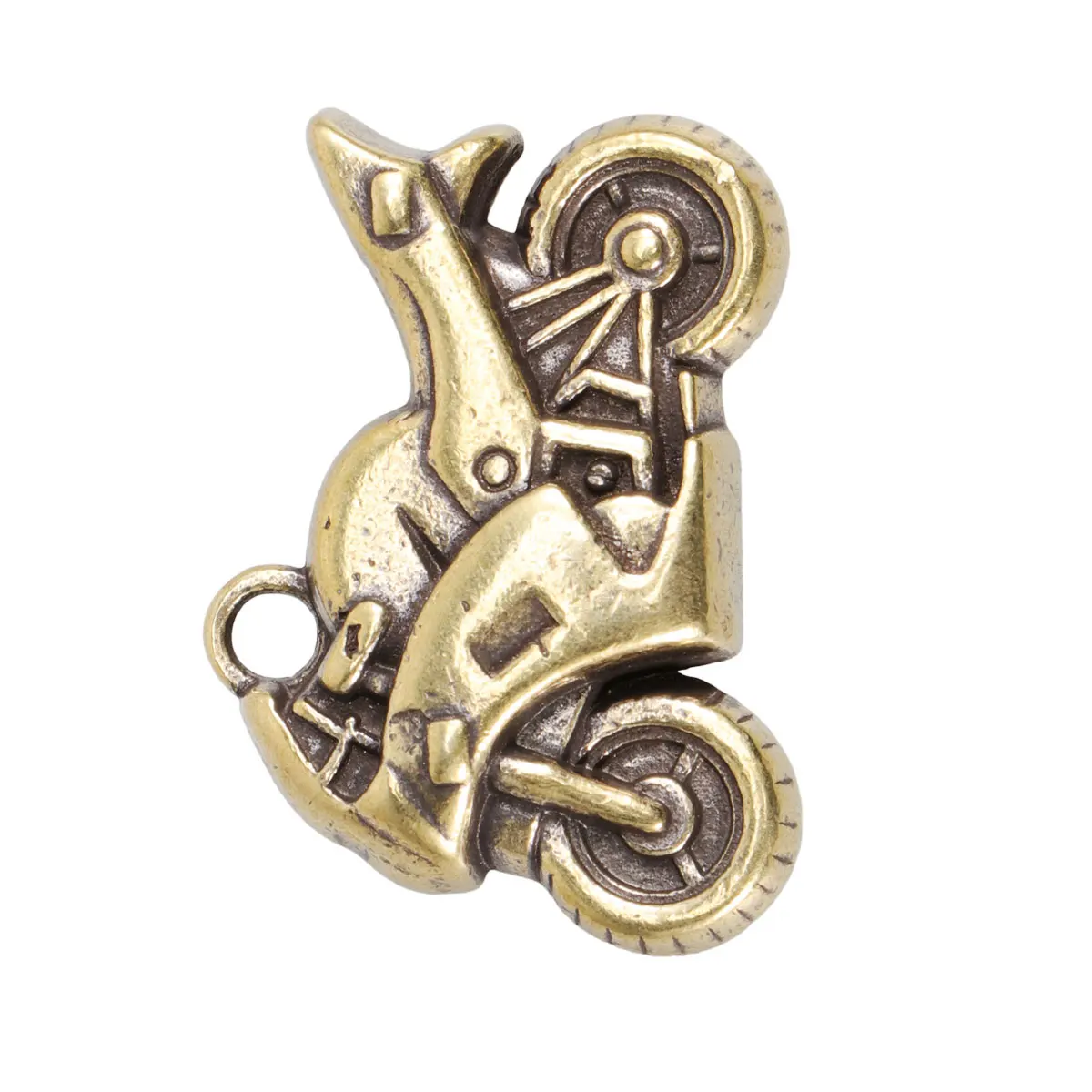 Golden Motorcycle Pendant Keychain Charms Unique Design Hanging Decor for Necklace Sweater Chain DIY Jewelry Accessories