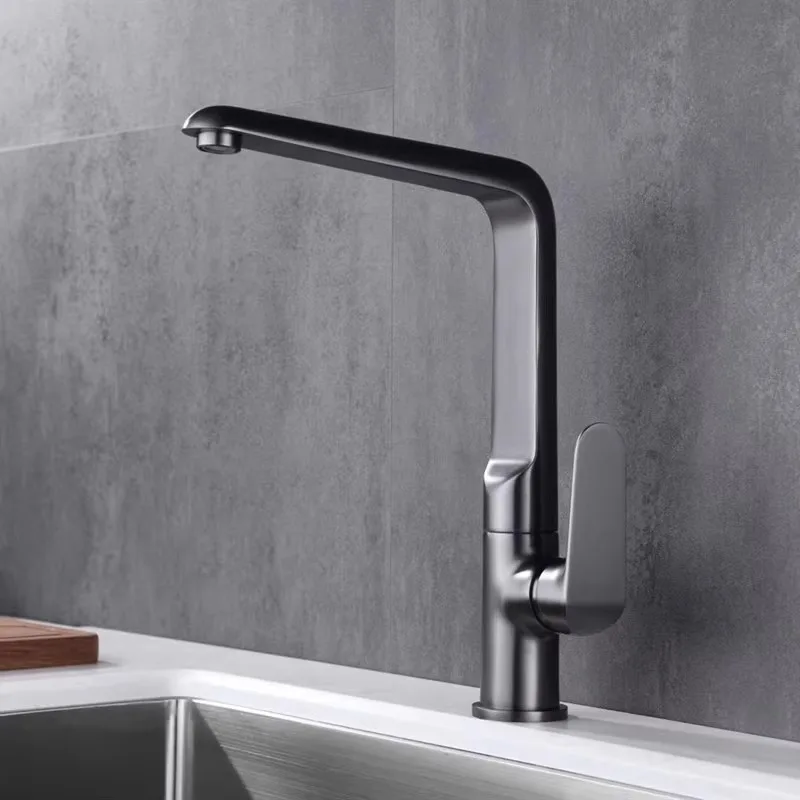 

Серый кухонный смеситель с пистолетом для рисования, медный умывальник для горячей и холодной воды, двойной смеситель для раковины, раковина для стирки на балконе