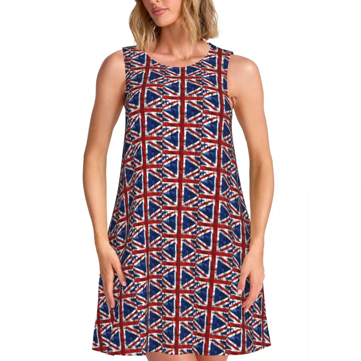 British Flag Tank Dress UK Flag 3D Club Dresses Female Day Simple Graphic Oversize Tank Dress