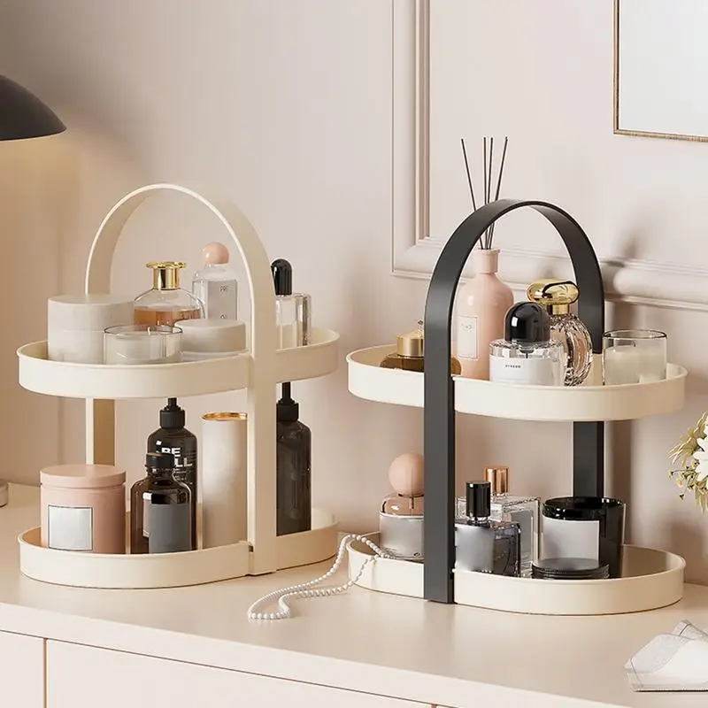 

Cosmetic Storage Rack 2-Tier Skincare Organizer Shelf Portable Cosmetics Storage And Display Holder For Bathroom Dresser