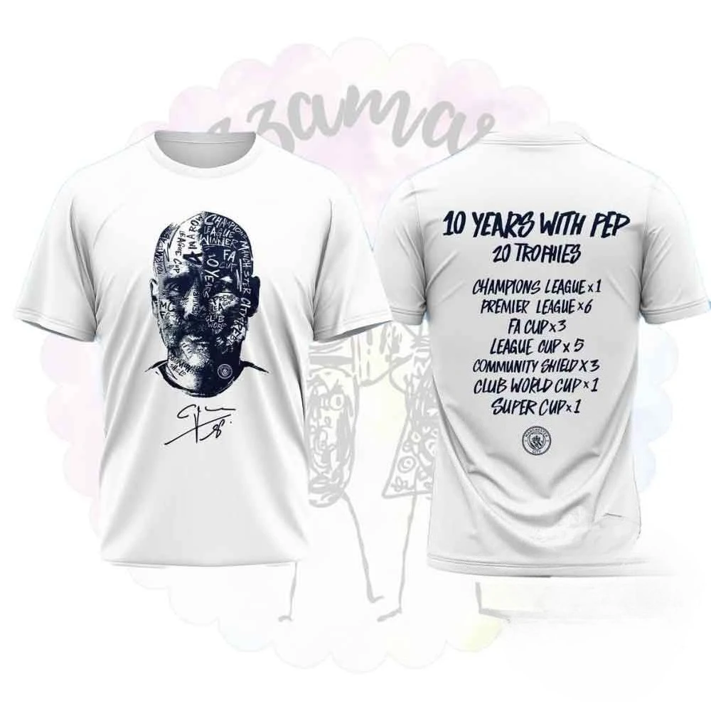 2026 Cotton Printed T-Shirt for Men Women Farewell To Pep Guardiola Manchester City Commemorating 10 Years & 20 Championships