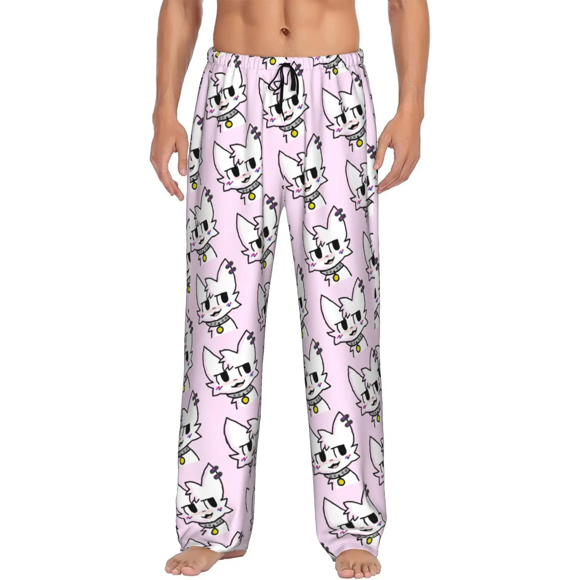 

Custom Boykisser Silly Cat Pajama Pants Men Cute Cartoon Lounge Sleep Drawstring Sleepwear Bottoms with Pockets