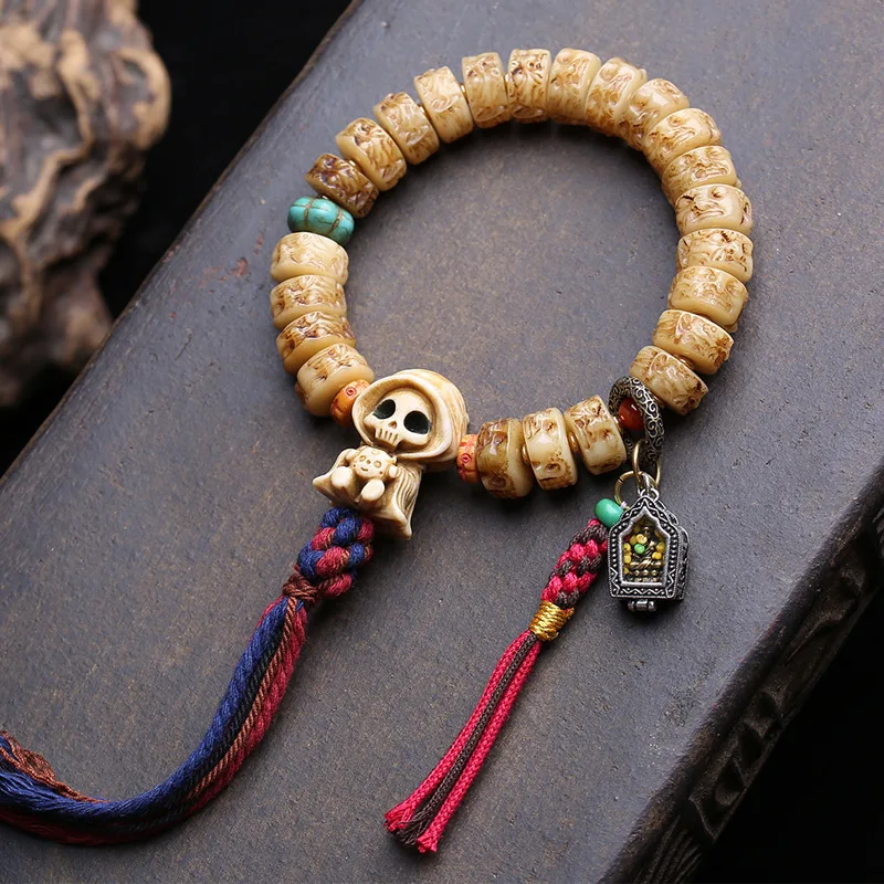 Reflux Bone Single-Loop Bracelet With Antler Three-Way Connector, Gau Box, Side-Hanging Dice Accessory