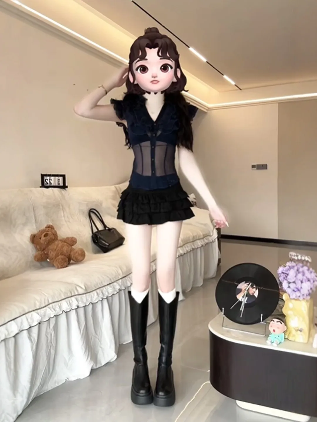 

Slimming Effect Korean Style Shirt Gentle Style Fashionable Waist-Cinching Summer 2026 Women's Premium Shirt V-neck Sleeveless