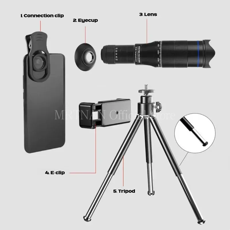 

HD 40X Zoom Telescope Telephoto Lens Monocular Phone Camera Lens Mini Metal Telescope Mobile Telephoto Lens For Camping Tourism
