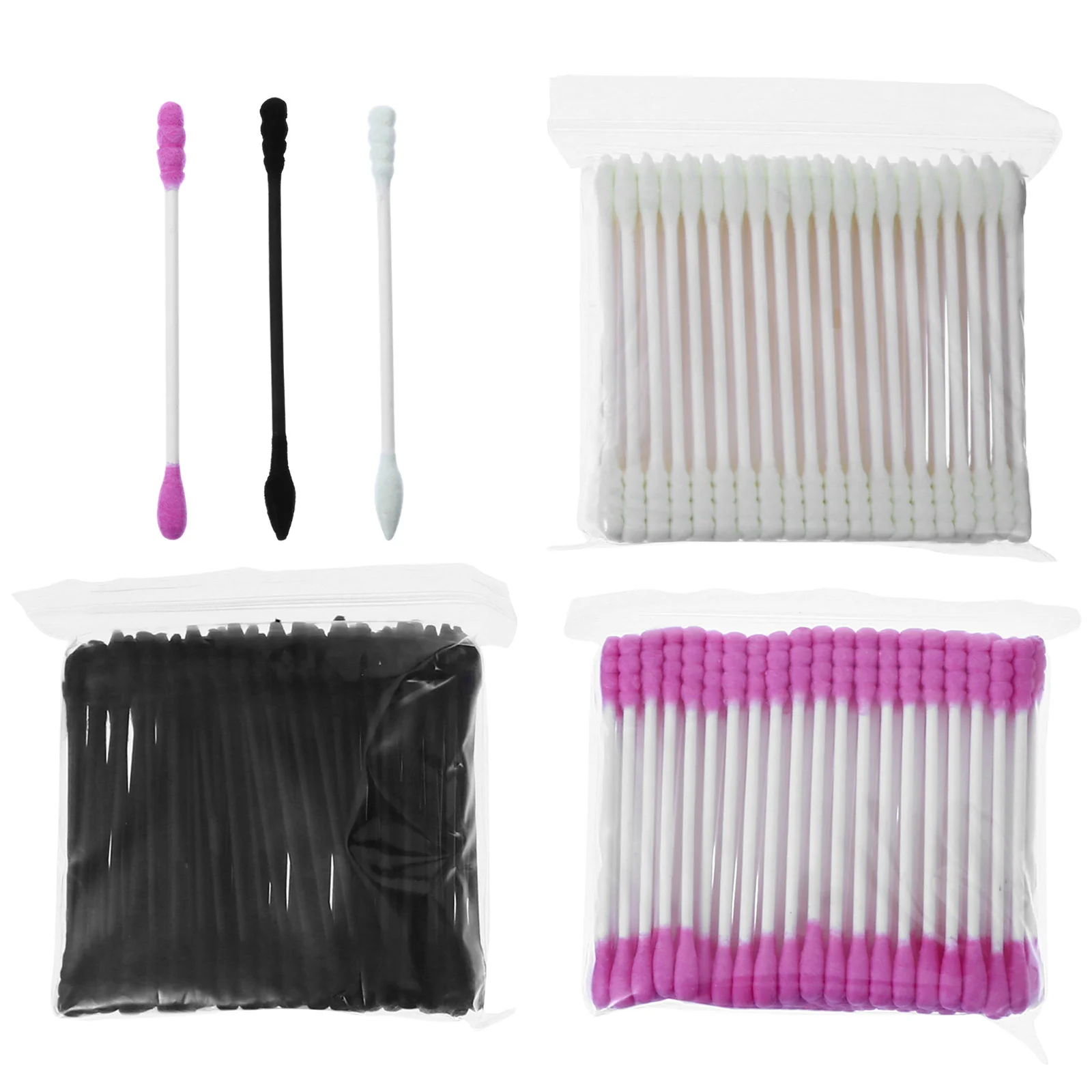 3 Packs Makeup Cleansing Cotton Swab Swabs Spiral Stick Tools Double Headed Absorbent for Child Cleaning