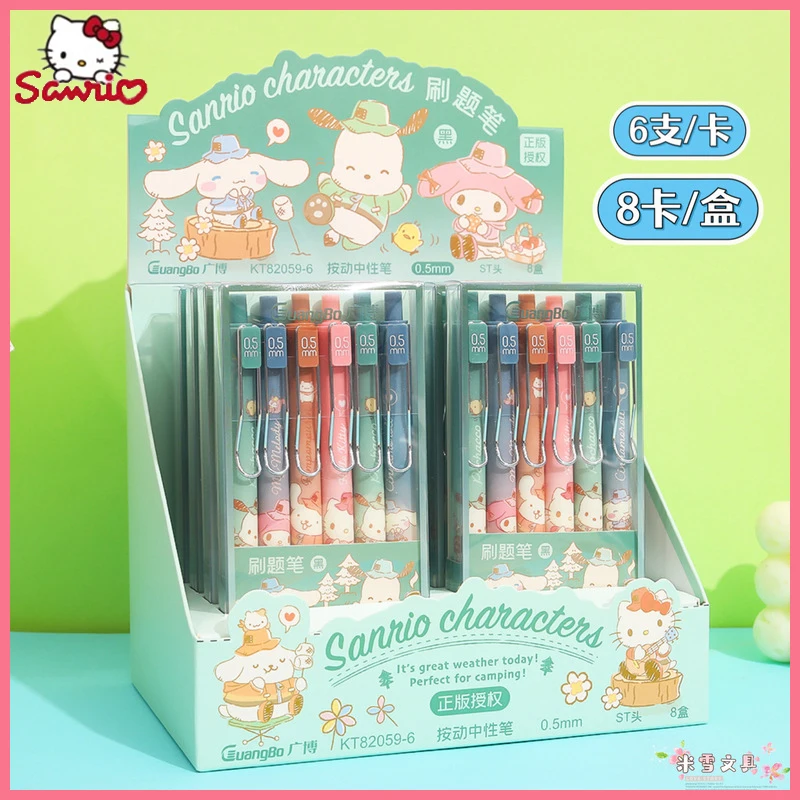 Genuine Sanrio Cartoon Press Pen Metal Pen Holder Signature Pen Cute Press Gel Pens Student Stationery Wholesale Box-Packed Gift