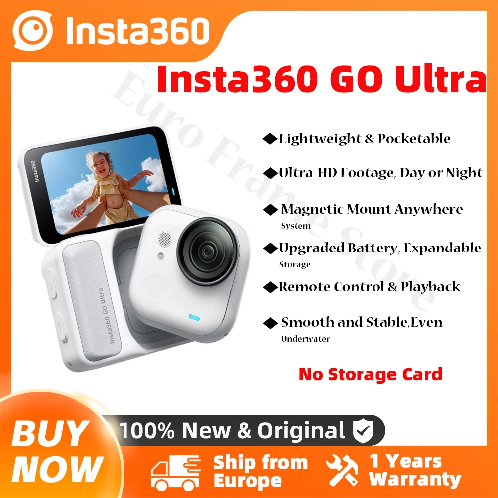 Insta360 GO Ultra Action Camera 4K 60fps Lightweight POV Hands-free Ultra-HD Magnetic FlowState Stabilization Insta 360 GO Ultra