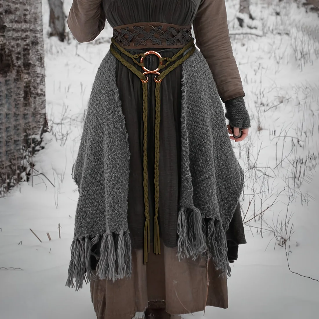 Women\'s Nordic Style Long Rope Knot Belt Fashion Troll Cross Waist Chain Shaman Pagan Viking Accessories