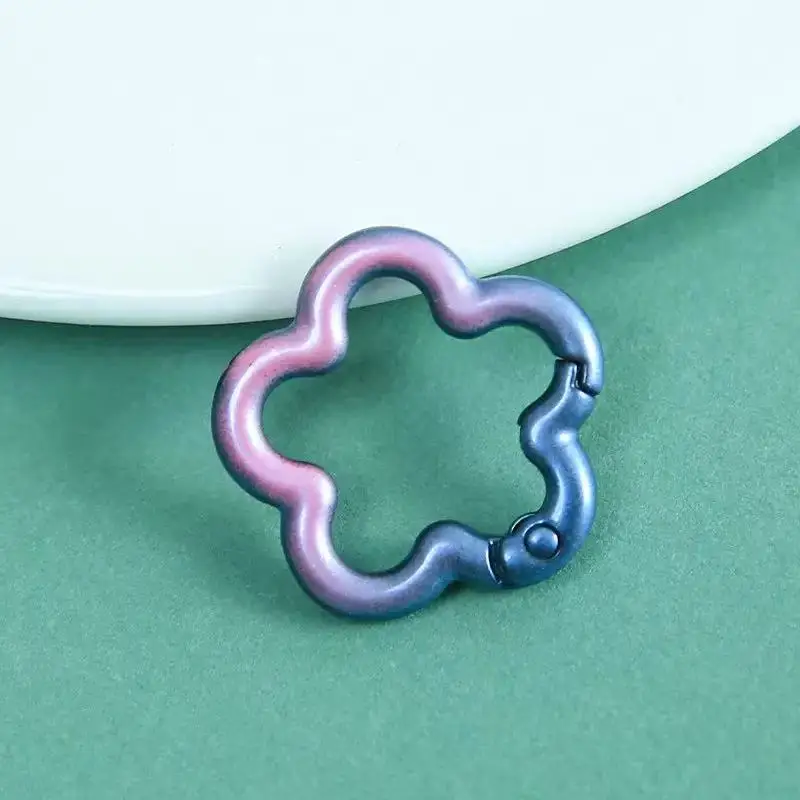 5-10pcs Gradient Flowers Shape Spring Ring Clasps for DIY Jewelry