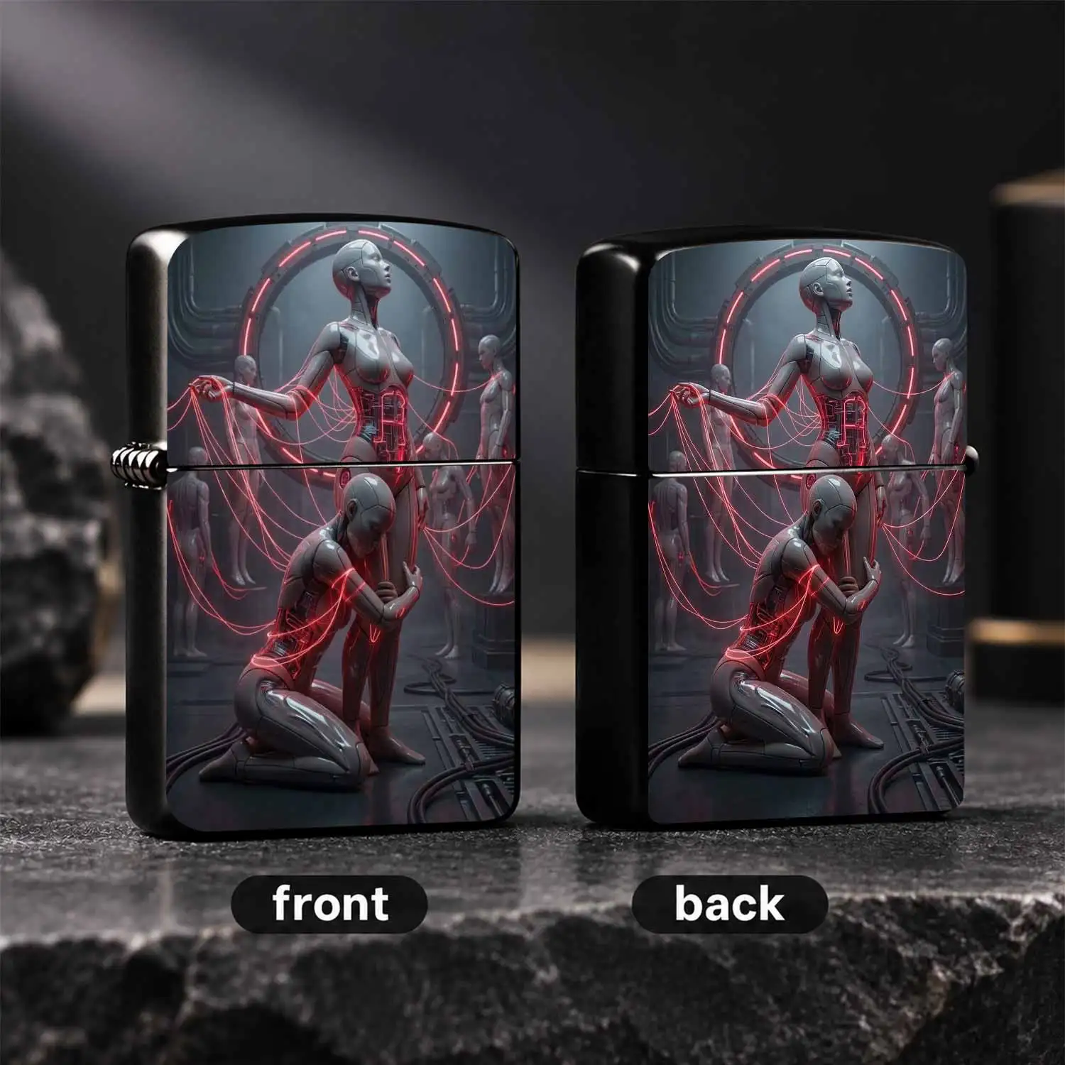 Cyber Themed Lighter Futuristic Android Marionette Art Pattern Portable Igniter Unique Sci-Fi Style Accessory Ideal For Daily Use Creative Decorative Practical Gift For Cyber Enthusiasts A Humorous And Interesting Lighter