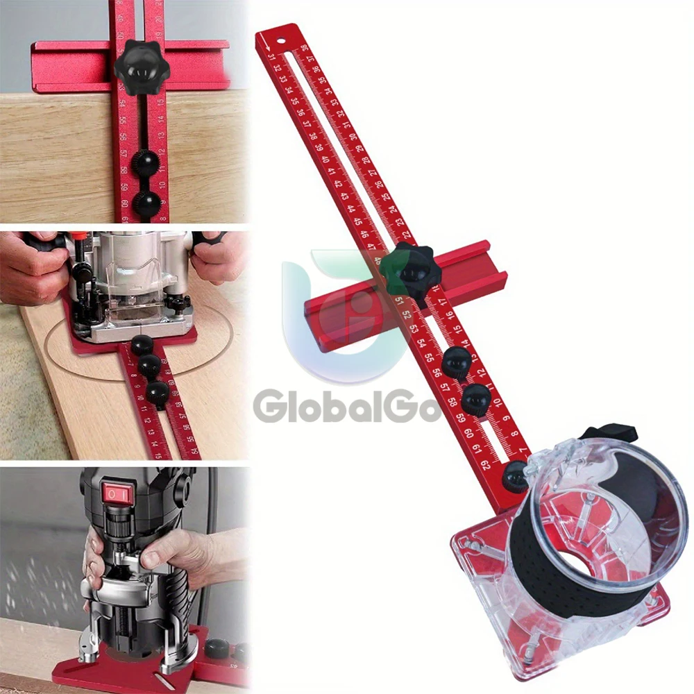 4 in 1 Router Milling Groove Bracket-Cabinet Hardware Jig Aluminum Router Circle Cutting Jig Punch-Router Milling Groove Bracket