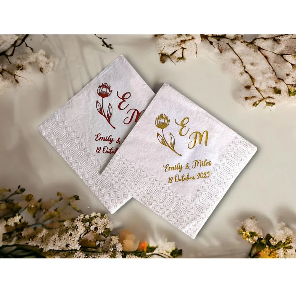 

50PCS Customized Table Napkins, Special Event Napkin, Elegant Dinner Napkin, Cocktail Party, Luncheon, Tailored Napkin