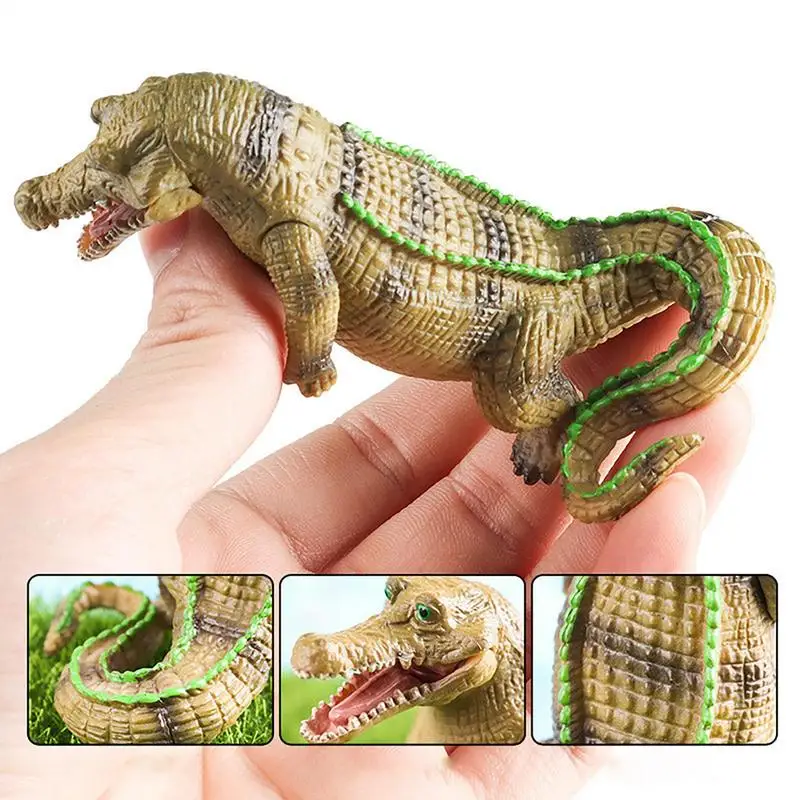 Kids Simulation Crocodile Decoration for Boys and Girls Realistic Alligators Action Figure Toy with Rotatable Arms Movable Jaw