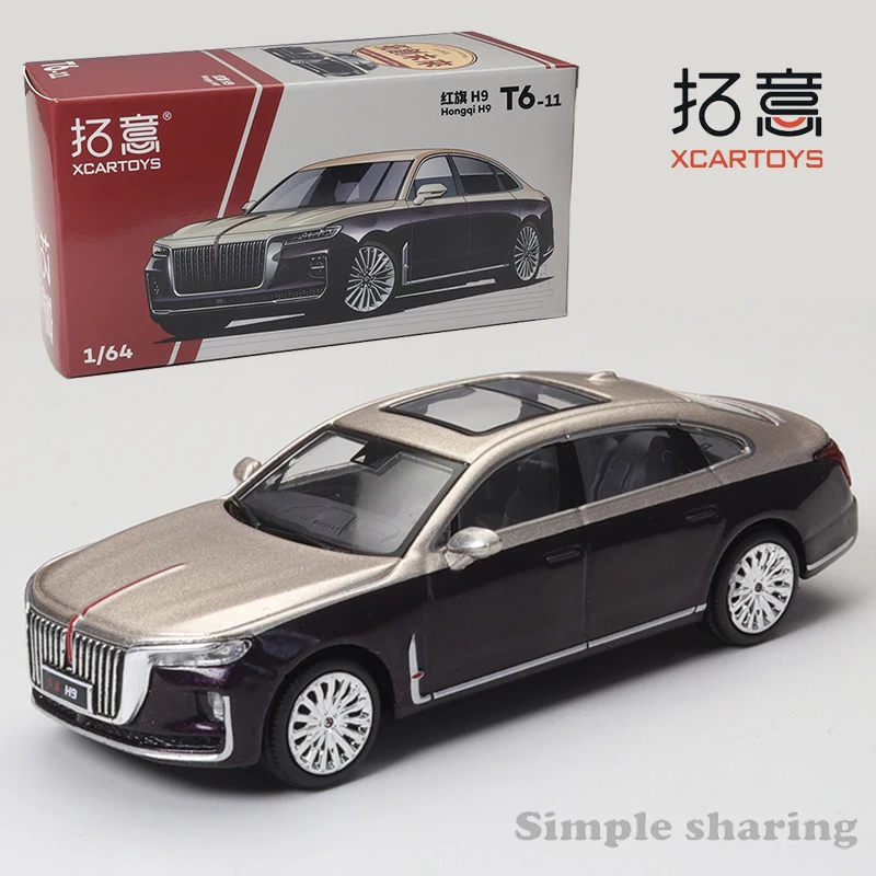 XCarToys 1/64 Hongqi H9 Gold&Violet T6-11 Alloy Diecast Model Car Toy Collection Gift Long Sedan Boy Toys