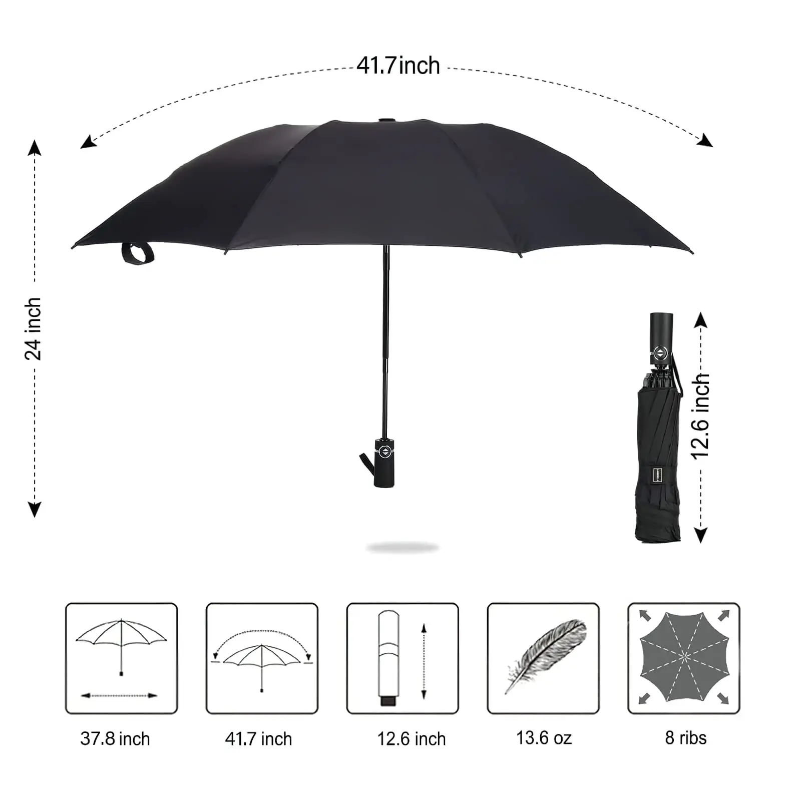 Kuromi Automatic Open Close Umbrella Girls and Boys Animals Anti-Uv Parasol Umbrella Cartoon Lightweight Folding Travel Umbrella