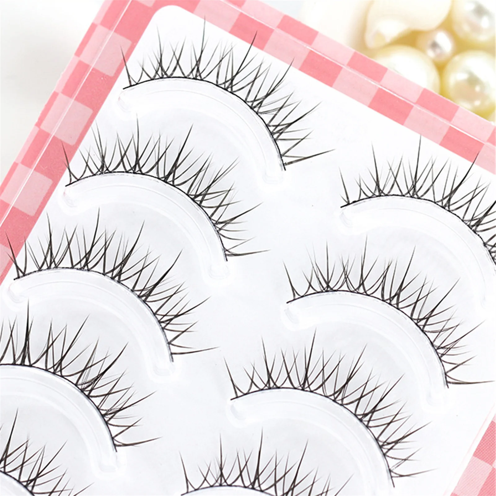 مانغا الرموش الصناعية قطاع 5 أزواج رموش يومية سوداء مع مادة الألياف للعين مختلط طول C حليقة صالون لاش ماكياج