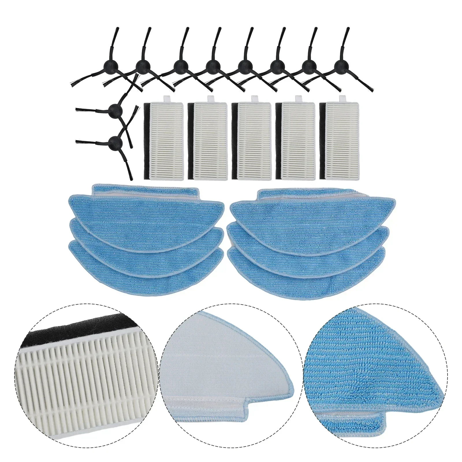 طقم قماش ممسحة مرشح فرشاة جانبية لـ Tikom L9000 لملحقات استبدال قطع غيار المكنسة الكهربائية الروبوتية