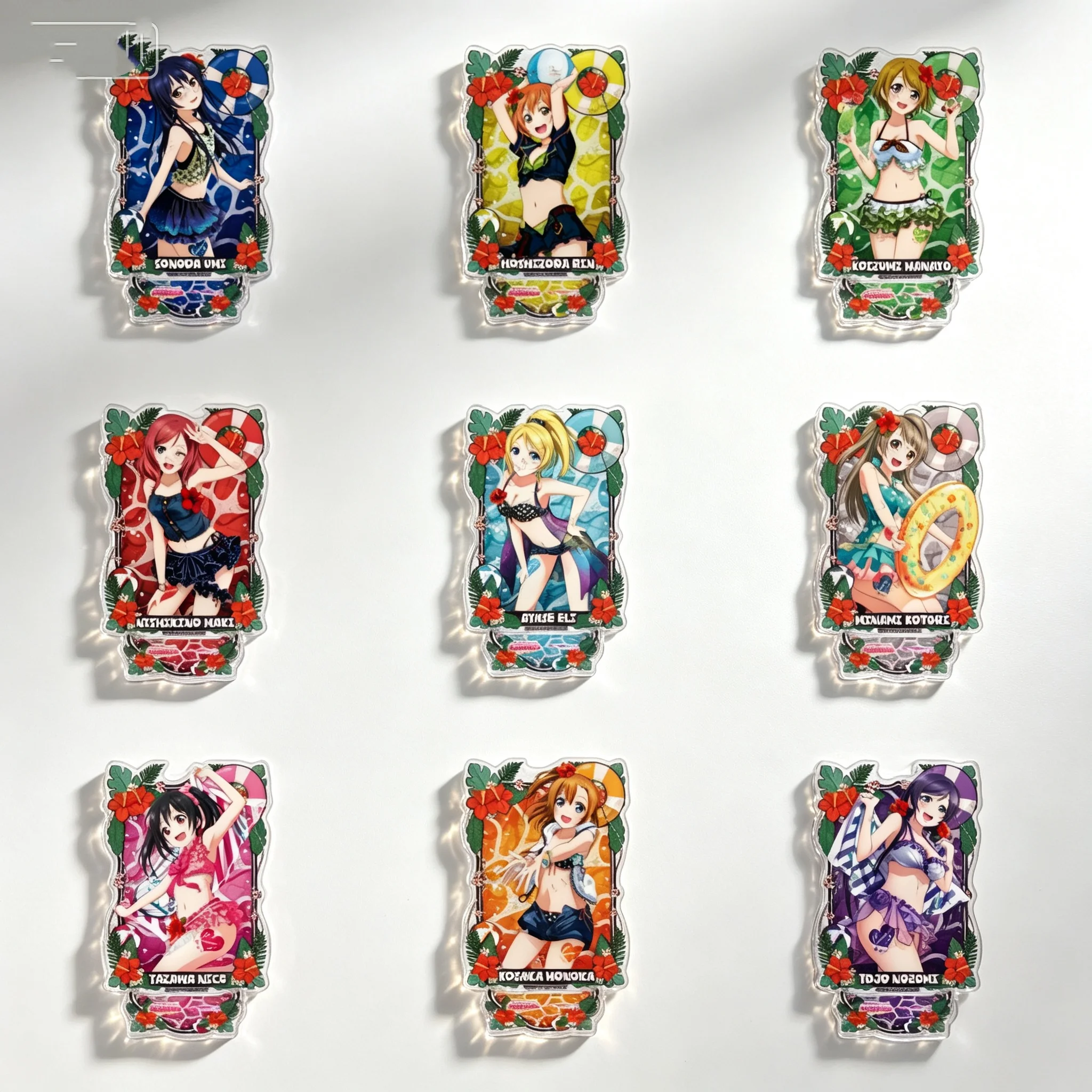 Game Love Live! School Idol Festival Swimwear Theme Rectangle Acrylic Stand Model Plate Keychains Desktop Ornament