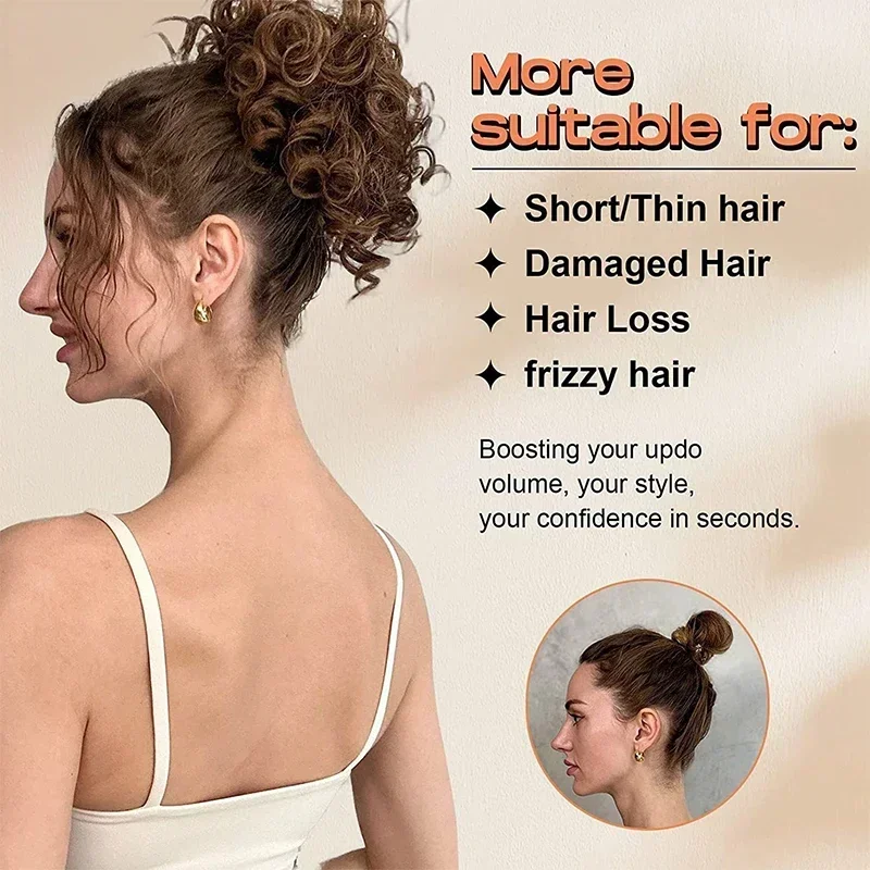 Synthetic Short Messy Curly Hair Bun for Women Wave Elastic Drawstring Hair Buns Ponytail Puffy Curly Fake Hairpiece Extensions