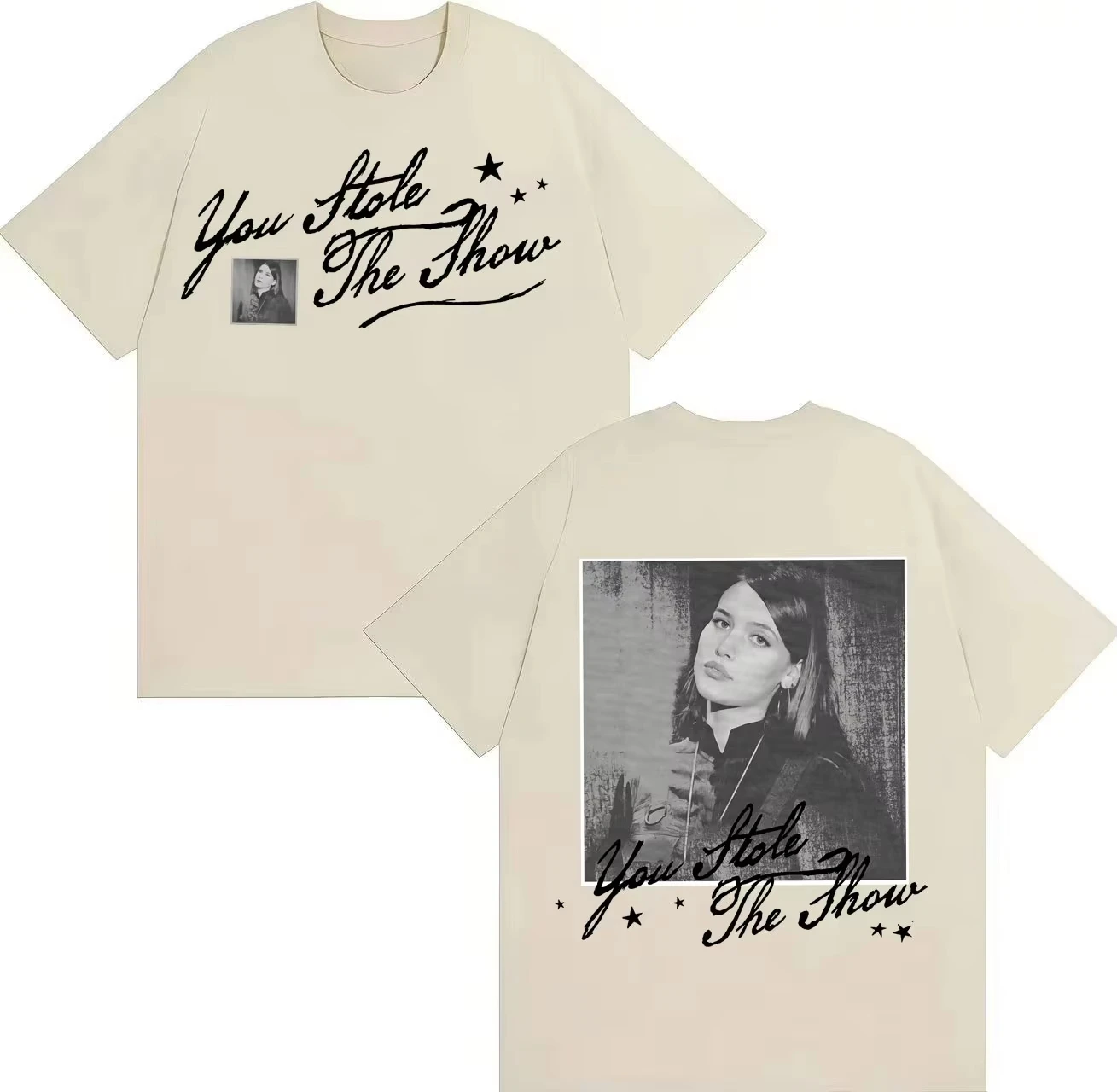 Ultraviolence Newspaper CollageSinger Album Tour Double Sided Print T-Shirt Cotton Graphic Tee Men Women Summer Streetwear