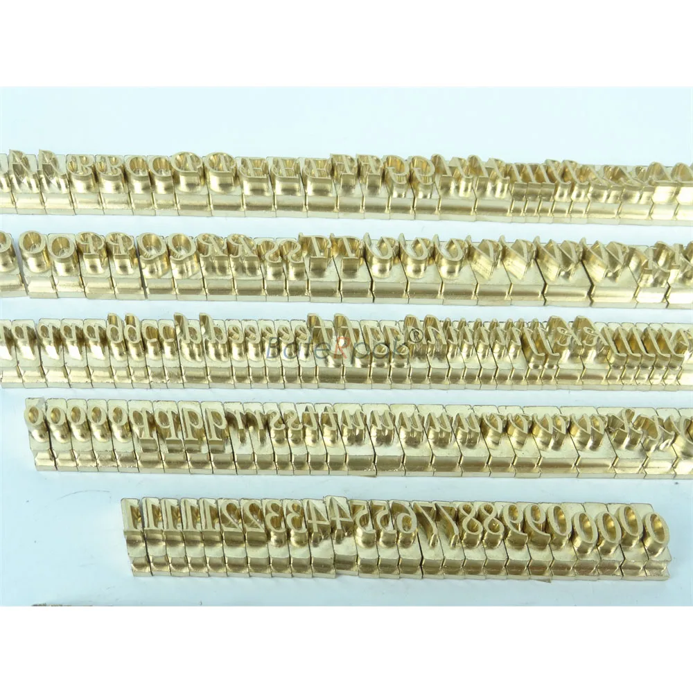 BateRpak Italic Leathercraft Embossing T type Stamping Brass Letters,184pcs/set Number/Alphabet,based on \
