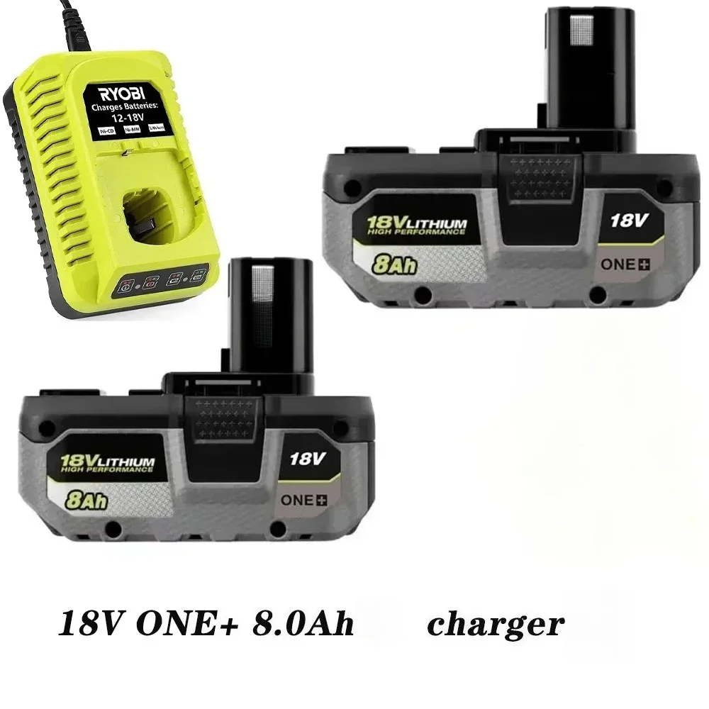 New RYOBI 18V ONE+ 8.0A Lithium Battery, High Capacity and Long Battery Life, Compatible with 18V ONE+ Power Tools.