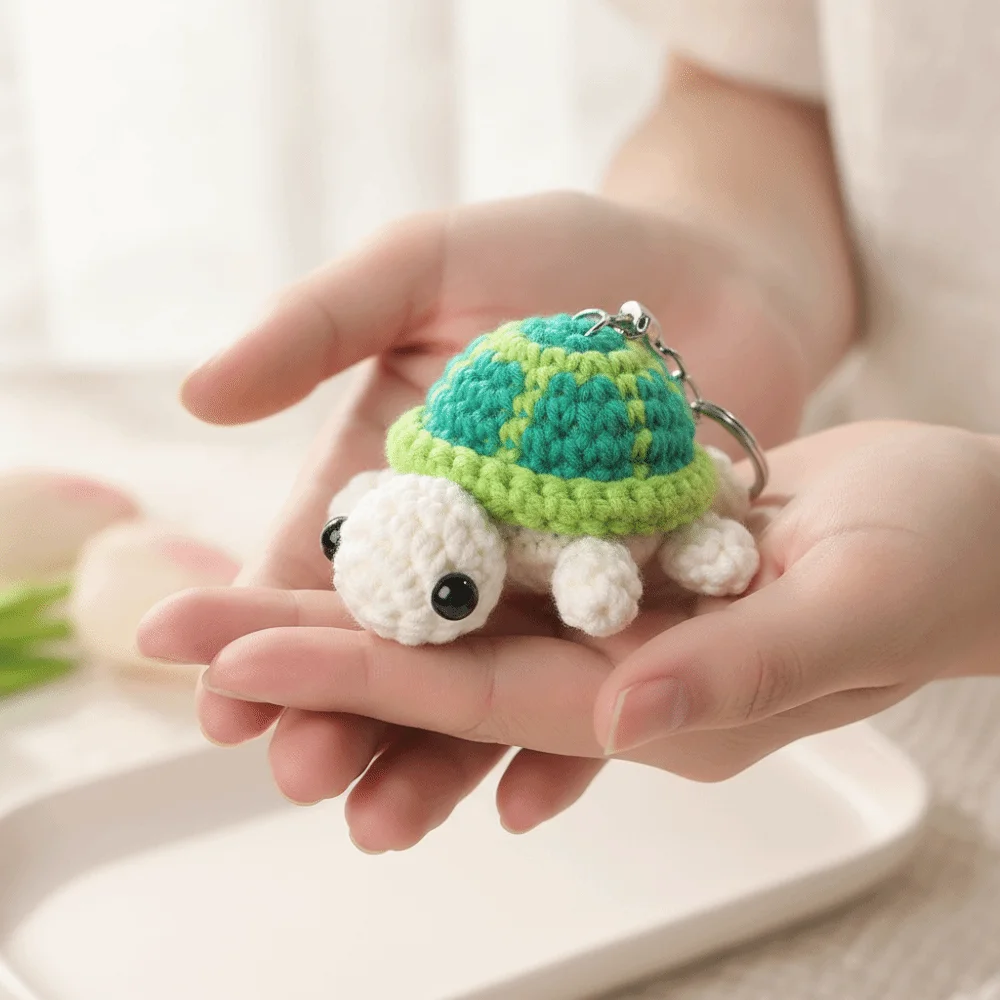 Cartoon Tortoise Little Turtle Crochet Keychain Mini Wool Knitting Mini Knit Turtle Pendant Unique High Quality