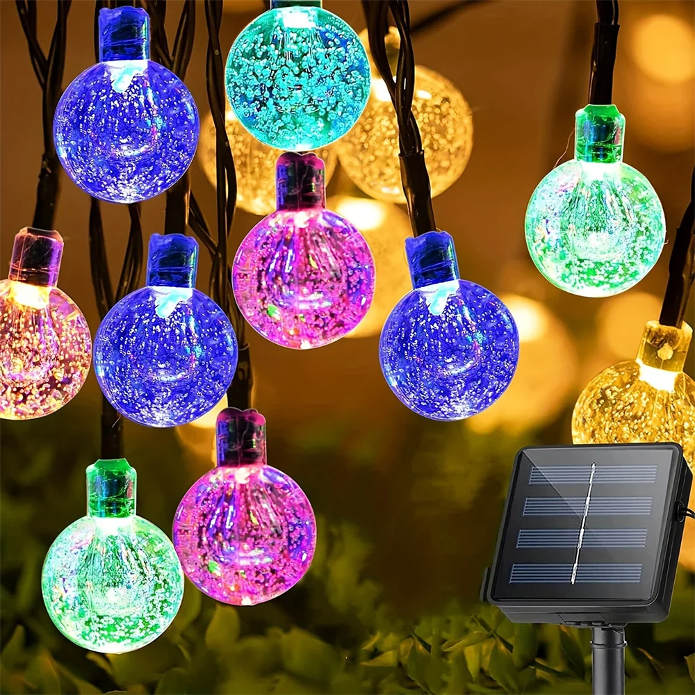 Imagem -03 - Crystal Bubble Ball String Lights For Christmas Tree Decoration Luzes Solares Impermeáveis Luzes de Tenda ao ar Livre