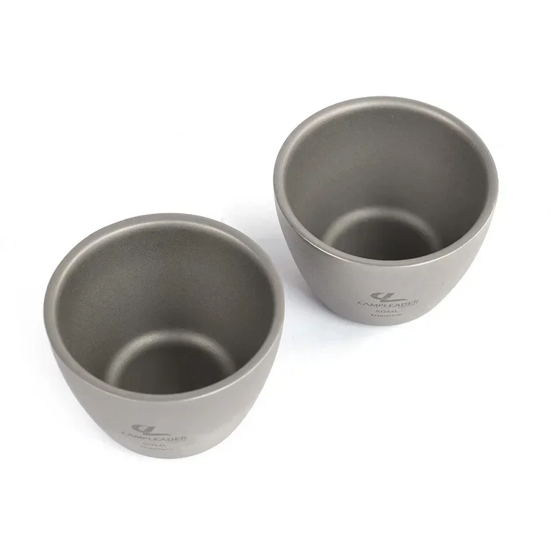 Outdoor Camping 50ml Titanium Wine Water Tea Cup Portable Double-Wall Sake Whiskey Coffee Drinking Mug for Hiking Picnic Cup