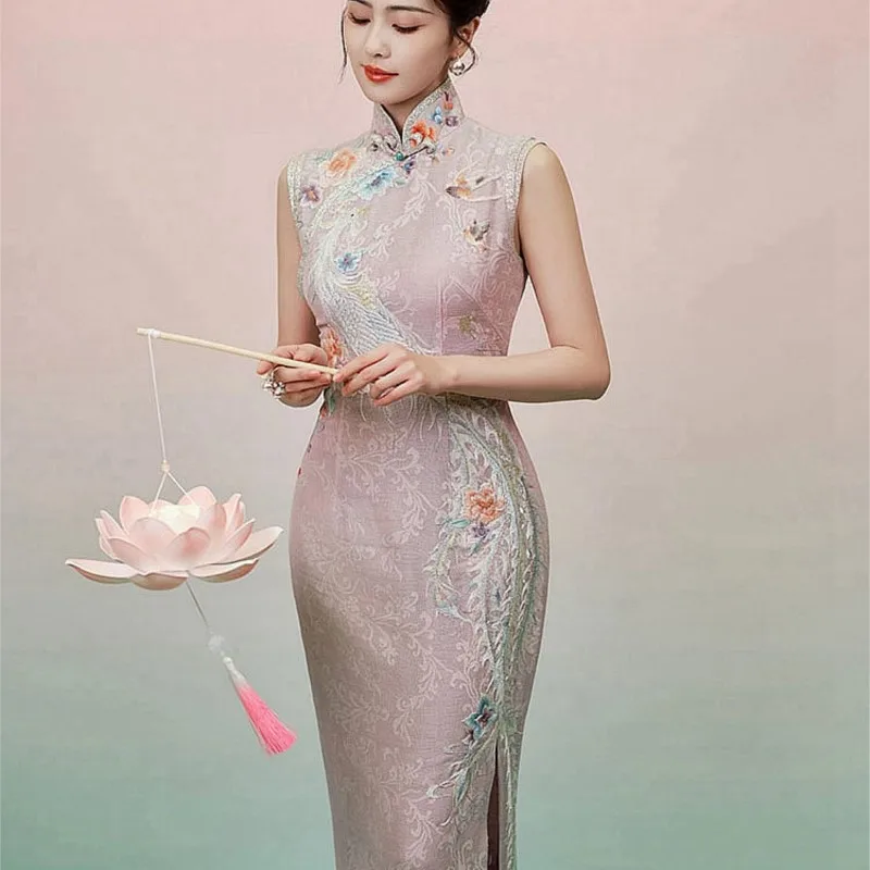 

New Chinese Style Improved Cheongsam with Unique Buckle Bottoming Dress