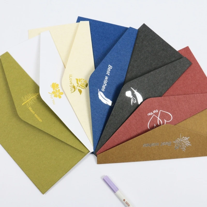 

10Pcs Business Mailing Colorful Envelopes Assorted Colors, Paper V-Flap Seal Envelopes for Invitations, Letters, Notes