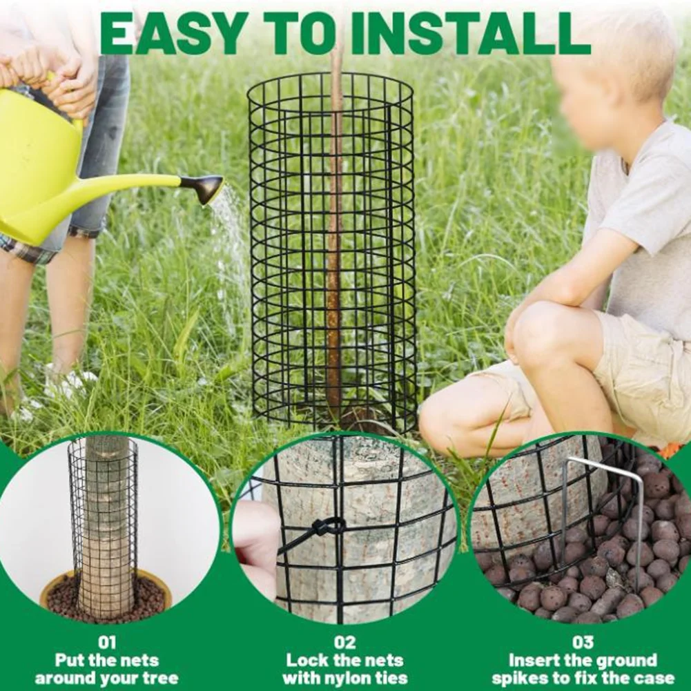 Tree Trunk Protector Kit Metal Mesh Expandable Guards 15 Piece With Ties Stakes Anti Animal Trimmer Easy Install Yard