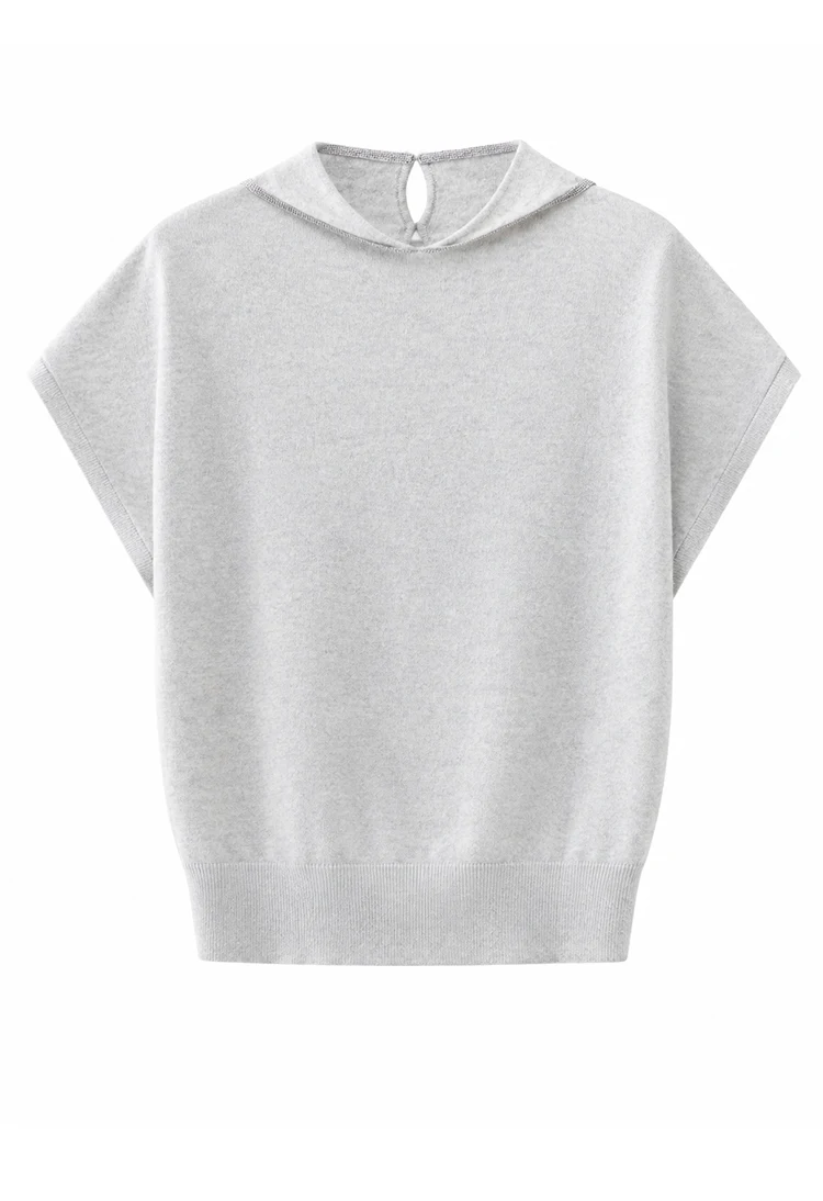 BY4621755 Damen-Weste mit Stehkragen, 100% Kaschmir, Oversized, ärmellos, mit Kettendetails am Rücken und Schlitz, dezenter Luxus für den frühen Herbst. – Detail 16
