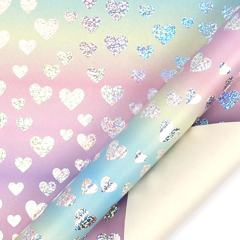 43cmx3m Valentine'S Day New Laser Gift Wrapping Paper Love Heart Rose Festival Gift Packaging Paper Diy Bouquet Craft Decor