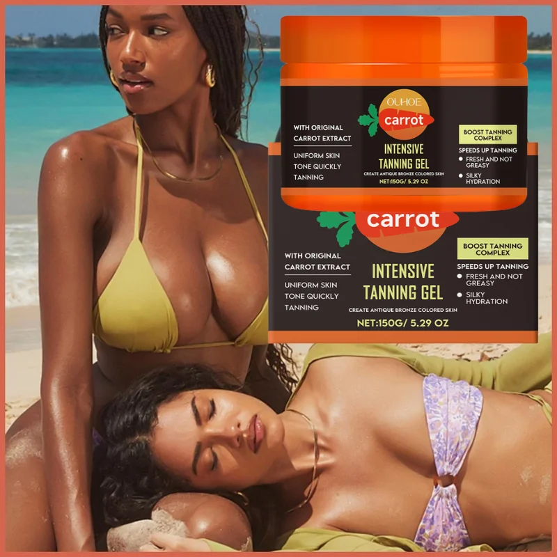 

Carrot Tanning Gel Hydrating Lightweight Fast Absorbing Bronzing Gel Moisturizing Natural Sunless Tan Enhancer for Face & Body
