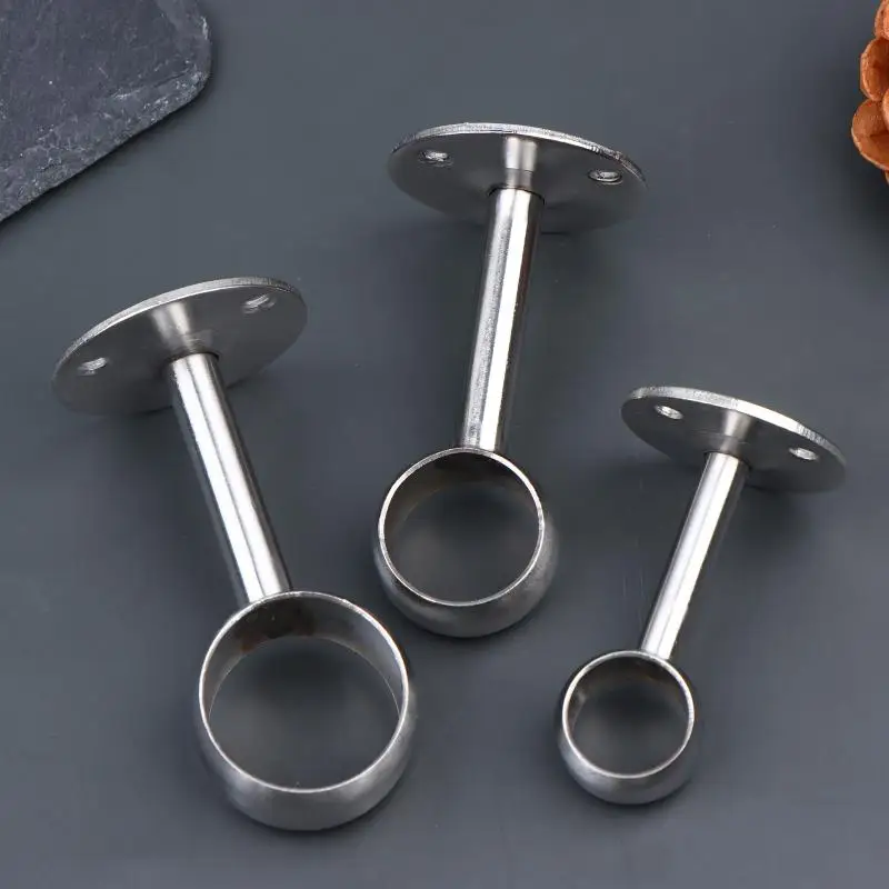 2Pcs Stainless-Steel Flange Rod Holder 19/22/25MM Ceiling Mount Curtain Rod Bracket Shower Curtain Rod Holder Pipe Flange Socket view 3