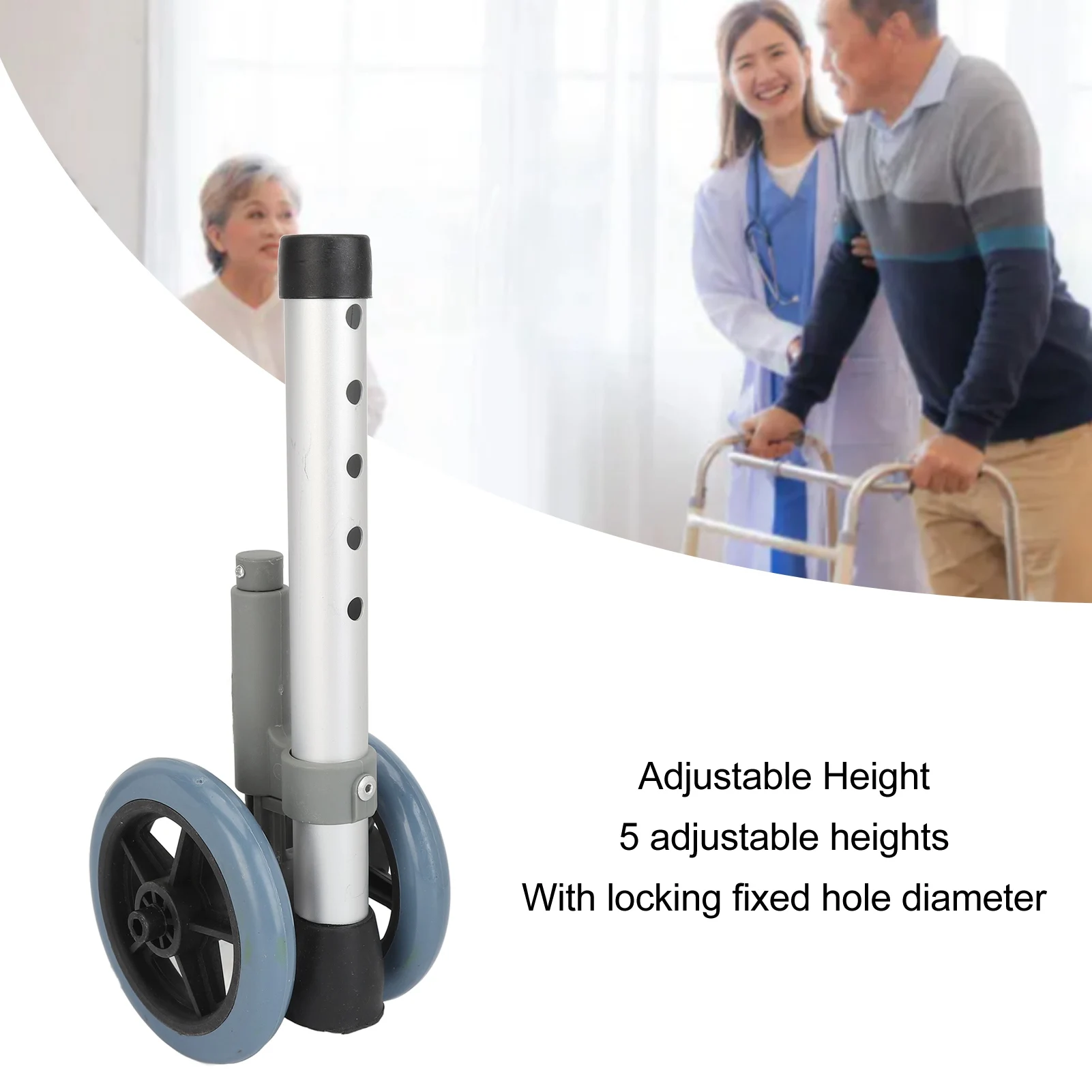 1 pair Walker Wheels Walker Wheels Adjustable Height Replacement Walker Feet Caster with Brake Wheel for Seniors Disabled People