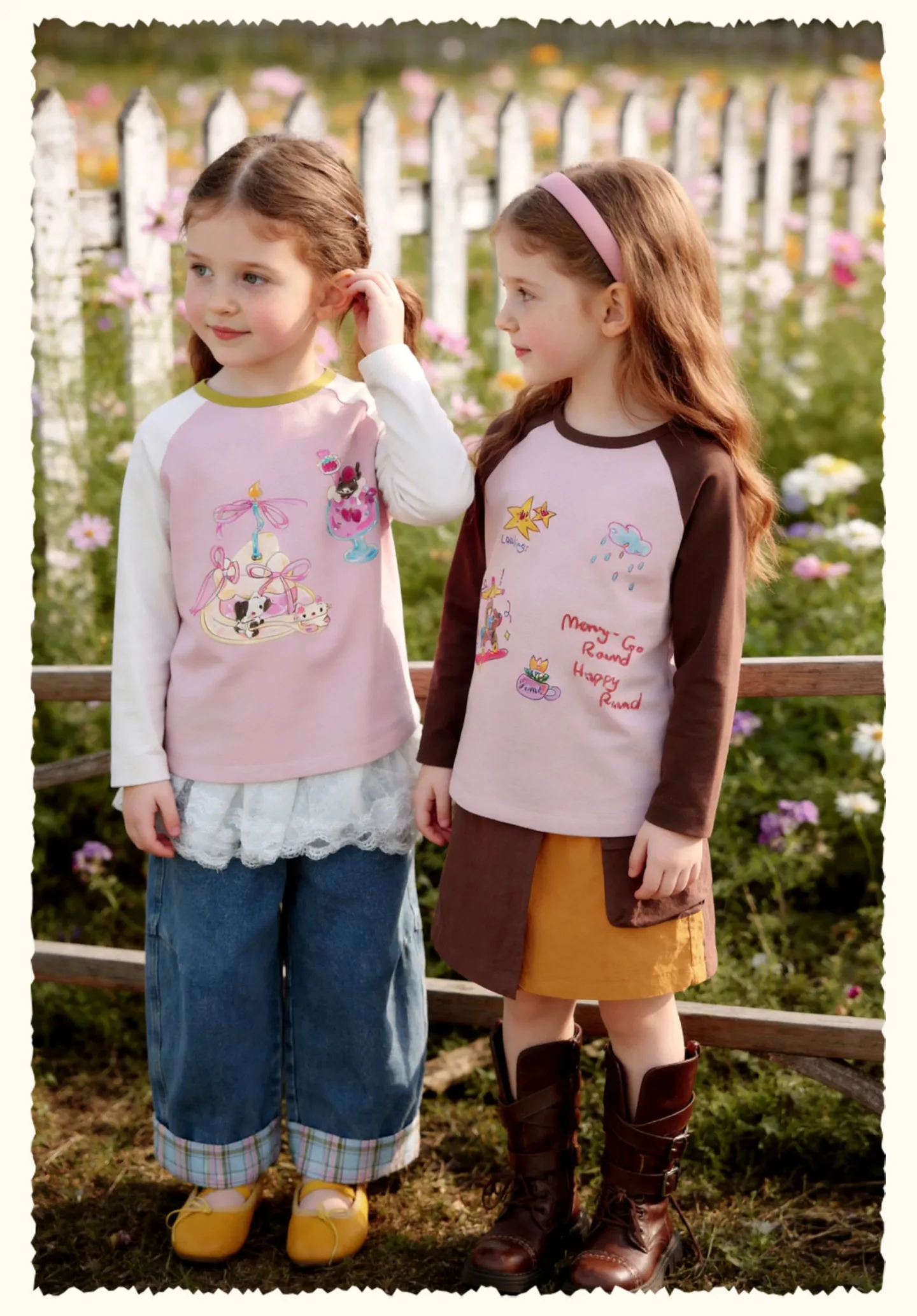 Amila 2026 Herbst Neues Stylisches und Bequemes Kinder-T-Shirt mit Niedlichem Patchwork-Farbblock und Kreativem Musterdesign Langarm – Detail 11