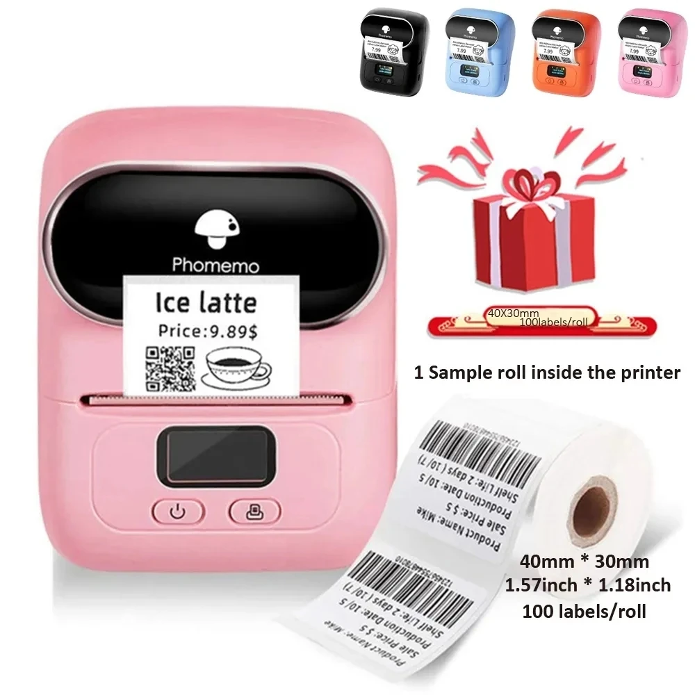 M110 Portable Thermal Label Printer Self-Adhesive Label Maker bluetooth-compatible Pocket Sticker Printer 53mm for School Home