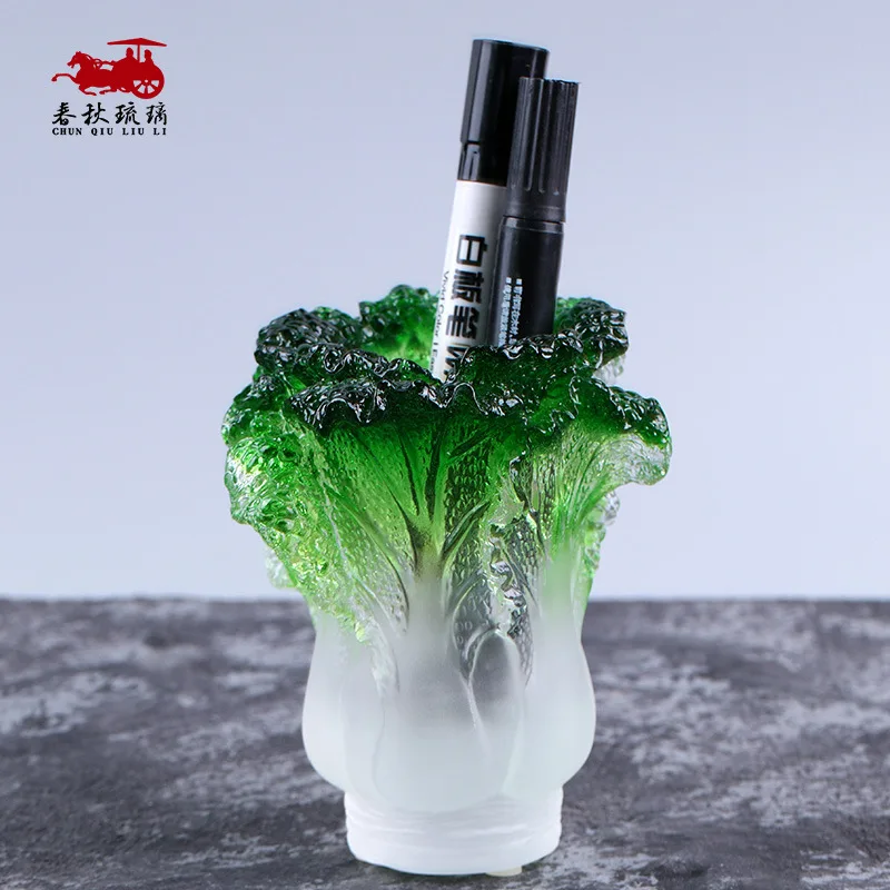 Cabbage Pen Holder Coloured glaze ornament Creative home study desk decoration birthday present crafts