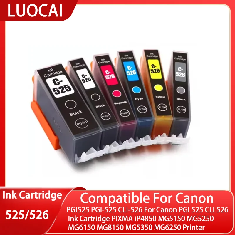 PGI525 PGI-525 CLI-526 For Canon PGI 525 CLI 526 Ink Cartridge PIXMA iP4850 MG5150 MG5250 MG6150 MG8150 MG5350 MG6250 Printer