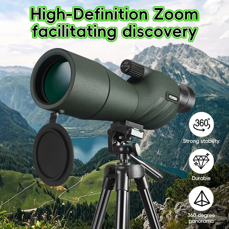 15-45X60 Zoom Spotting Scope HD Bird Watching Telescope Waterproof Monocular with Phone Adapter Extendable Tripod Set